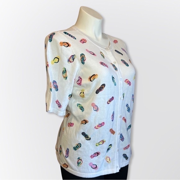 Christopher Banks Woman's Knit Top Button Front Sandal Print XL - Picture 3 of 6